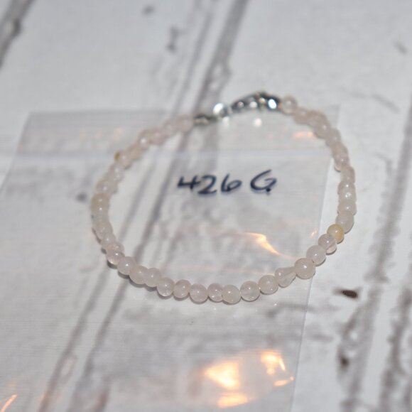 NWOT Natural Pink Rose Quartz beaded bracelet 7.5" - Picture 3 of 5